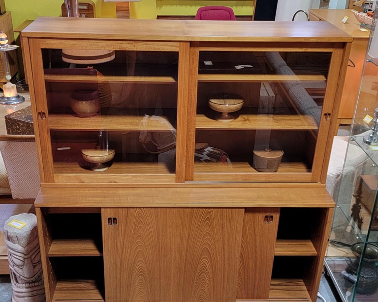 Teak Danish Modern Credenza / China / Display For Sale