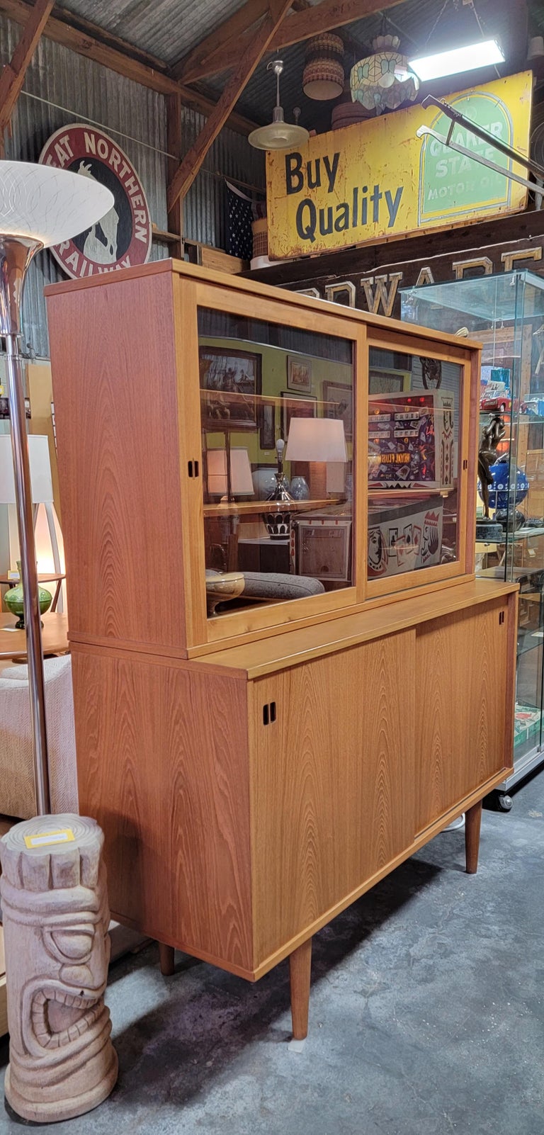 Teak Danish Modern Credenza / China / Display For Sale
