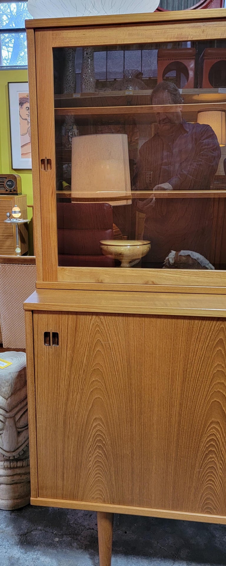 Teak Danish Modern Credenza / China / Display For Sale