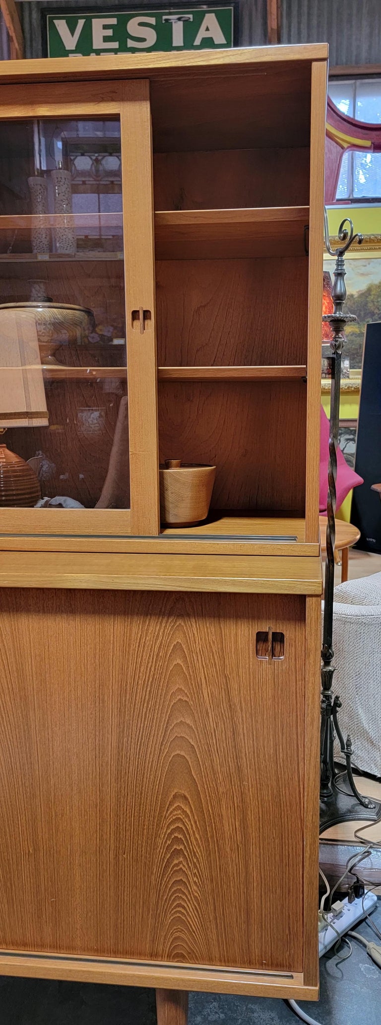 Teak Danish Modern Credenza / China / Display For Sale