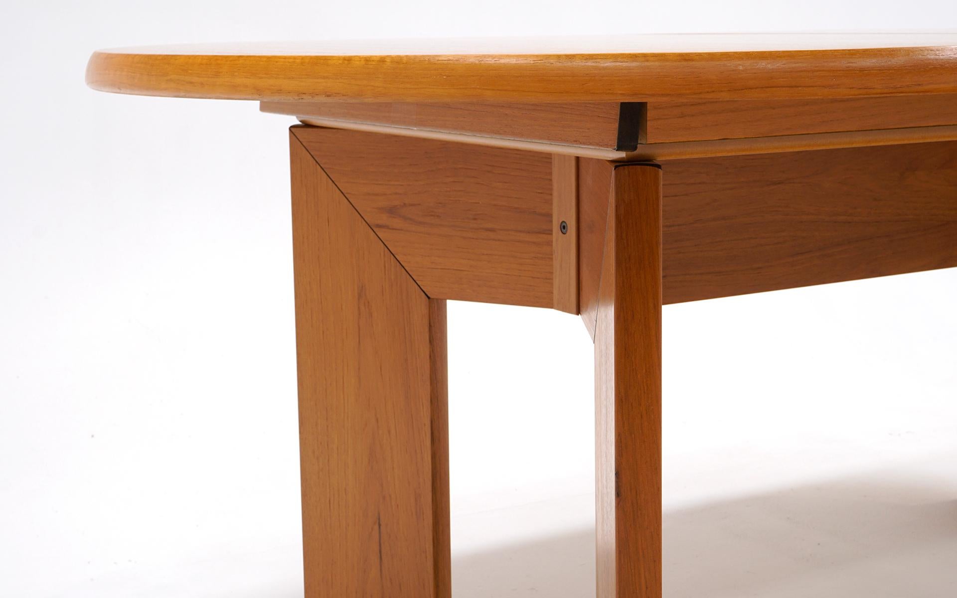 Late 20th Century Teak Danish Modern Dining Table w/ Two Self Storing Leaves by Scovby