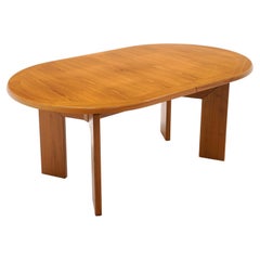 Teak Danish Modern Dining Table w/ Two Self Storing Leaves by Scovby