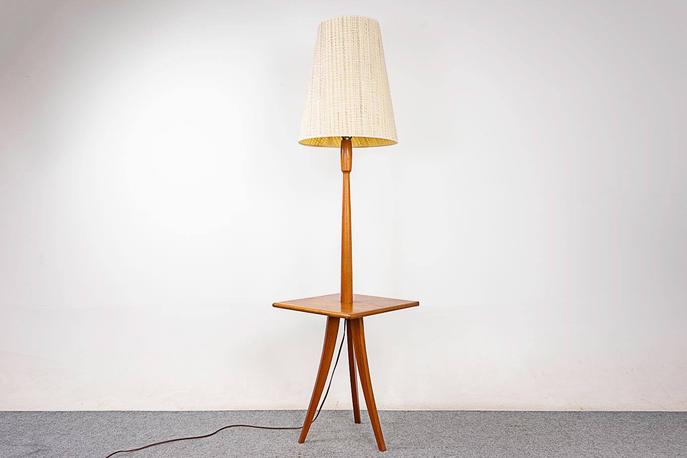 Teak Danish Modern Floor Lamp with Table For Sale 1