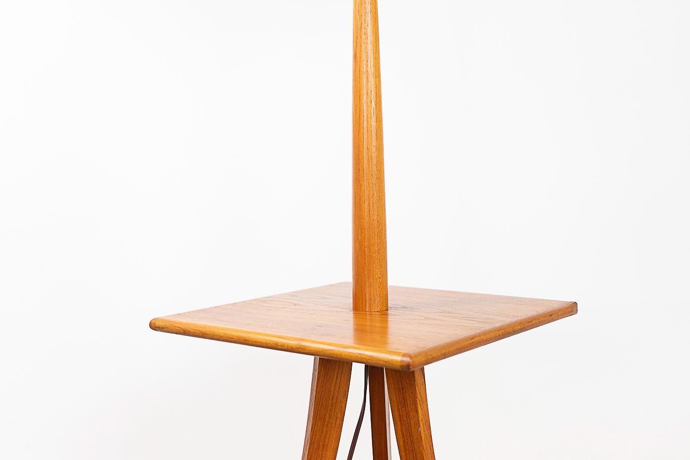 Teak Danish Modern Floor Lamp with Table For Sale 2