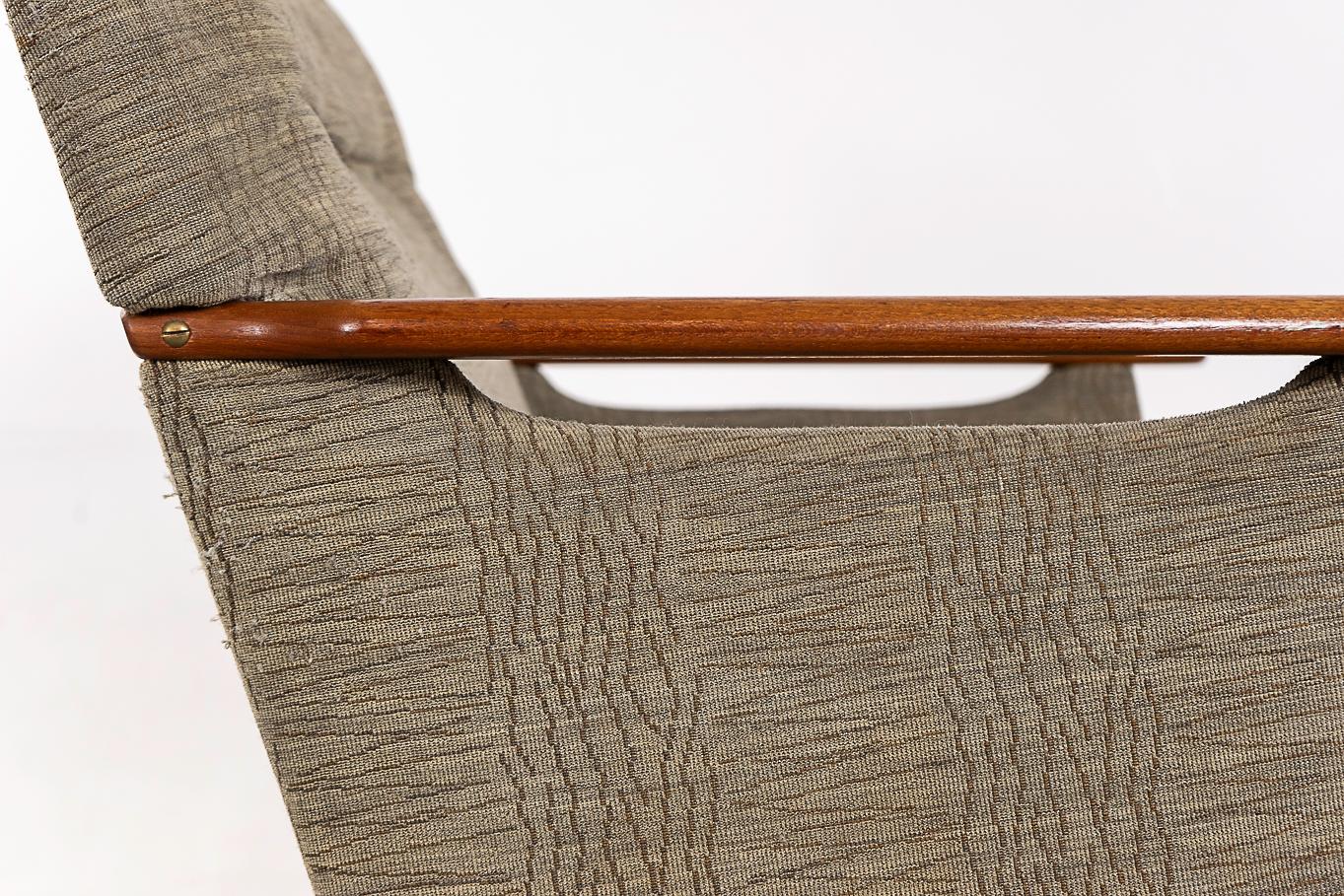 Wool Teak Danish Modern Lounge Chair For Sale