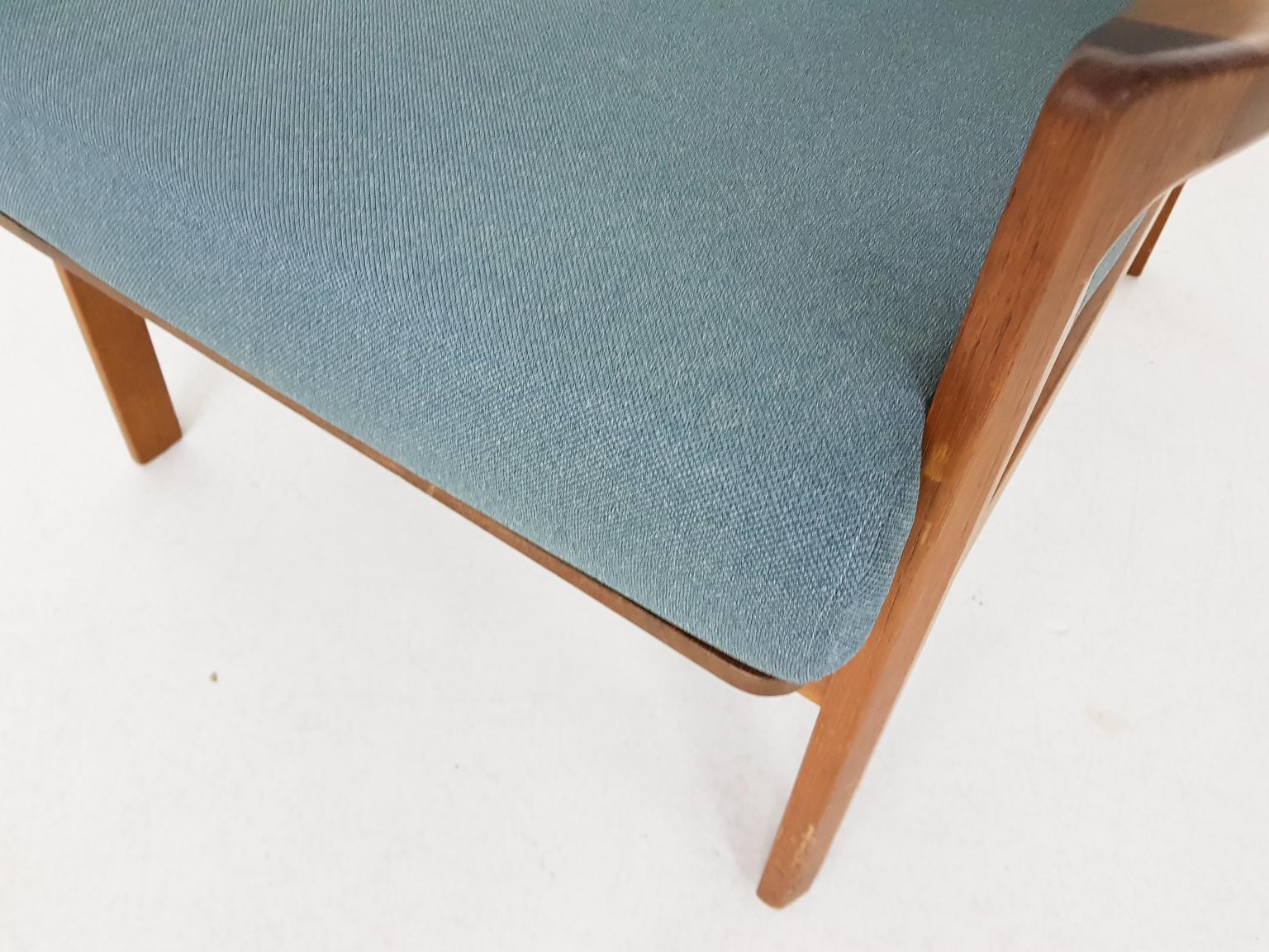 Teak Danish Modern Lounge or Armchair in New Green Fabric, Denmark, 1960s 1