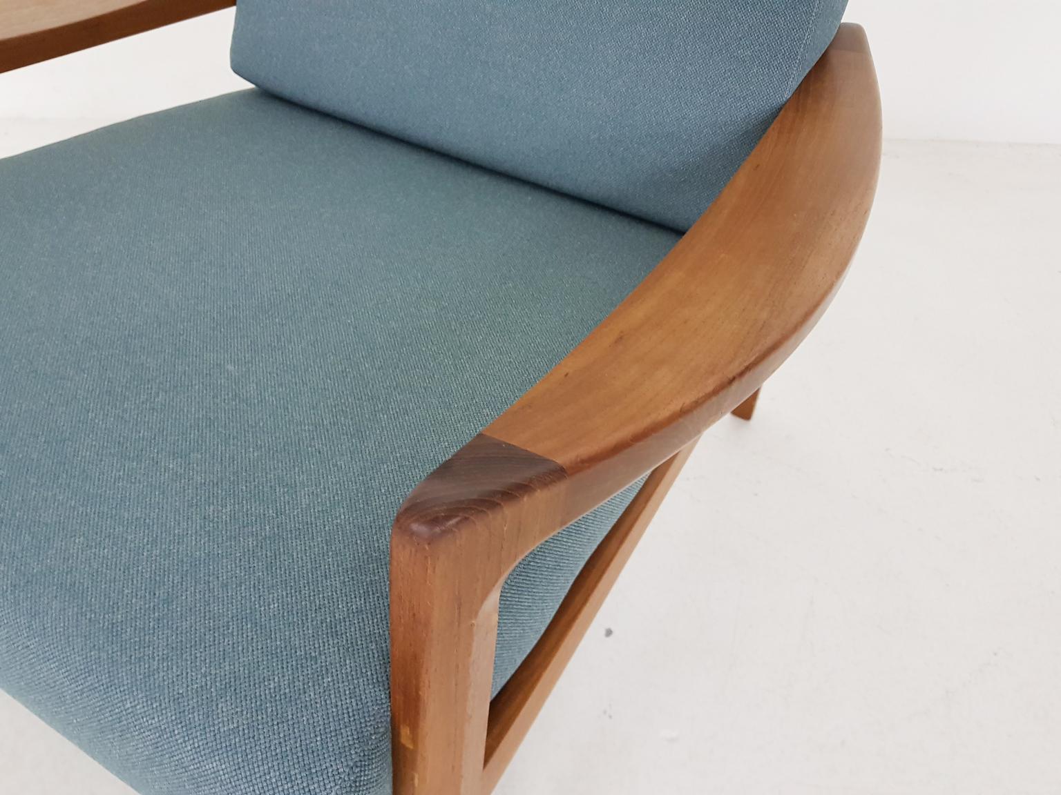 Teak Danish Modern Lounge or Armchair in New Green Fabric, Denmark, 1960s 2