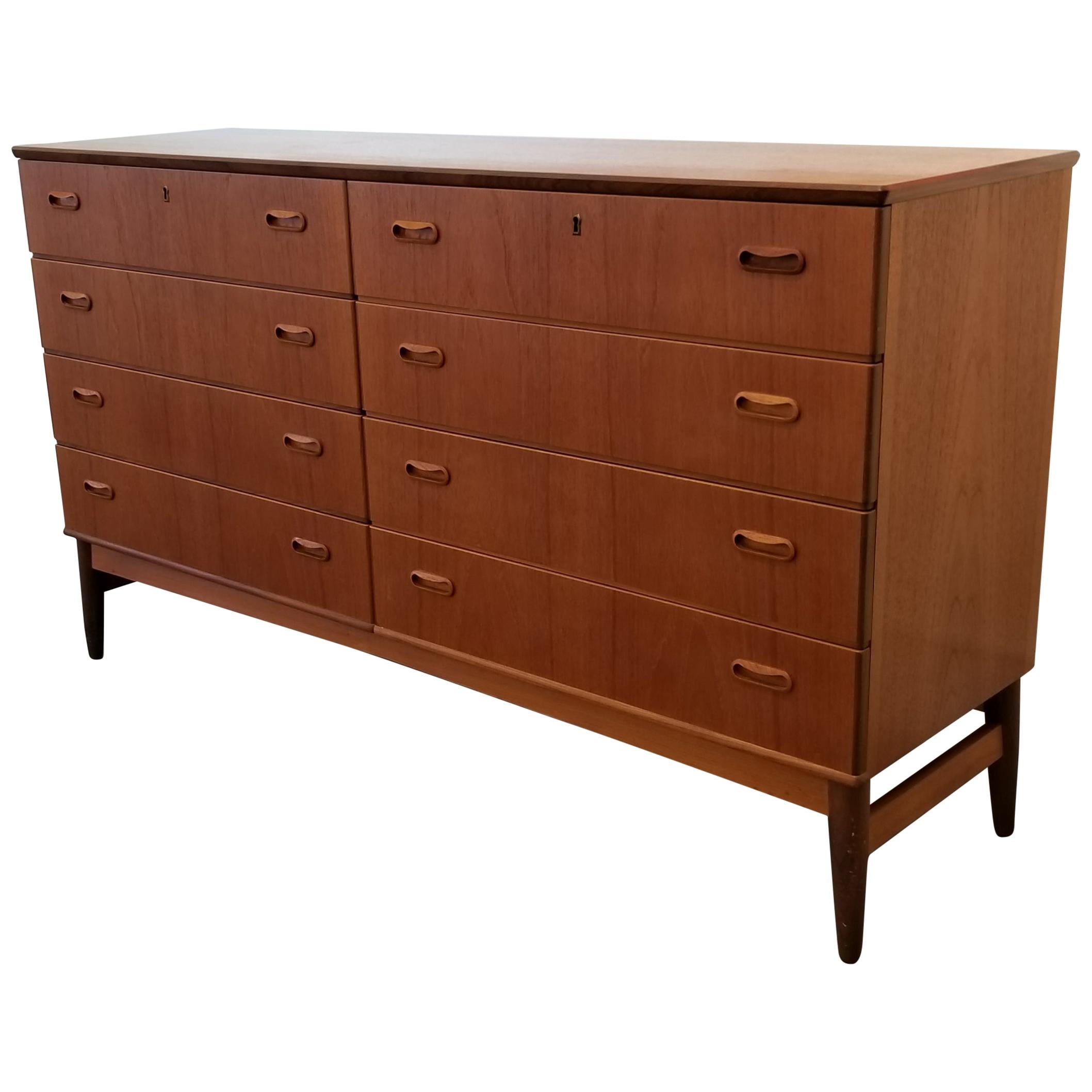 Teak Danish Modern Low Dresser For Sale at 1stDibs