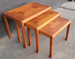 Teak Danish Modern Patchwork Nesting Tables by Vejle Stole Denmark