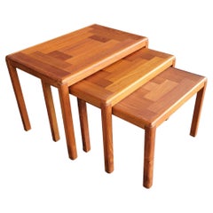 Teak Danish Modern Patchwork Nesting Tables by Vejle Stole Denmark