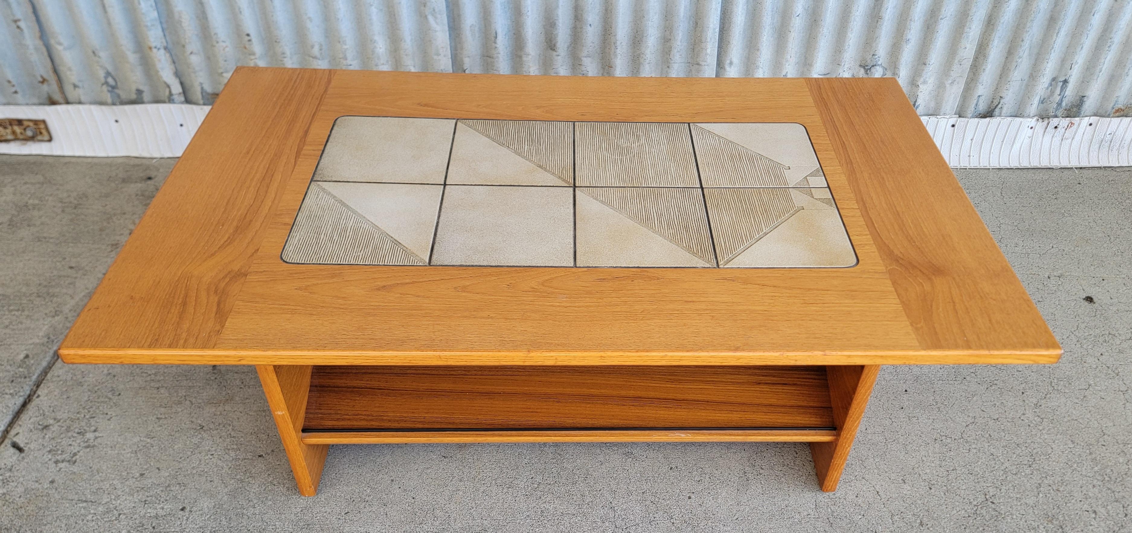 Late 20th Century Teak Danish Modern Tile Top Coffee Table