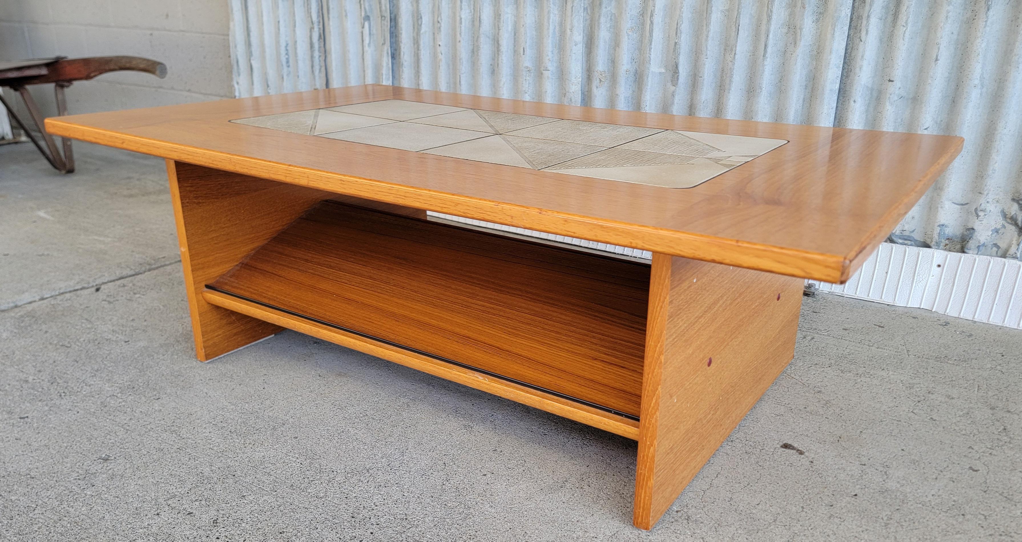 Teak Danish Modern Tile Top Coffee Table 2