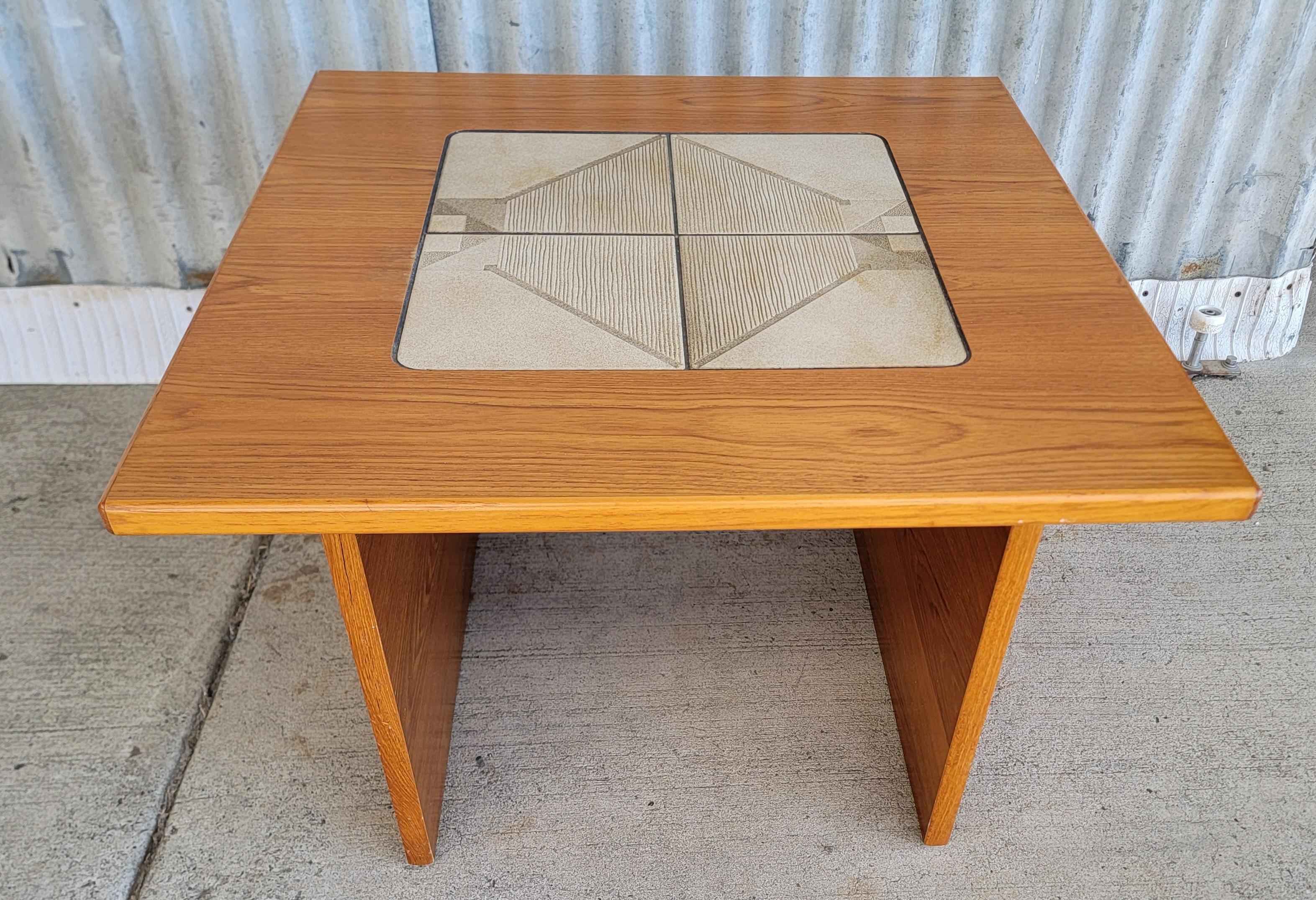 Scandinavian Modern Teak Danish Modern Tile Top End Table