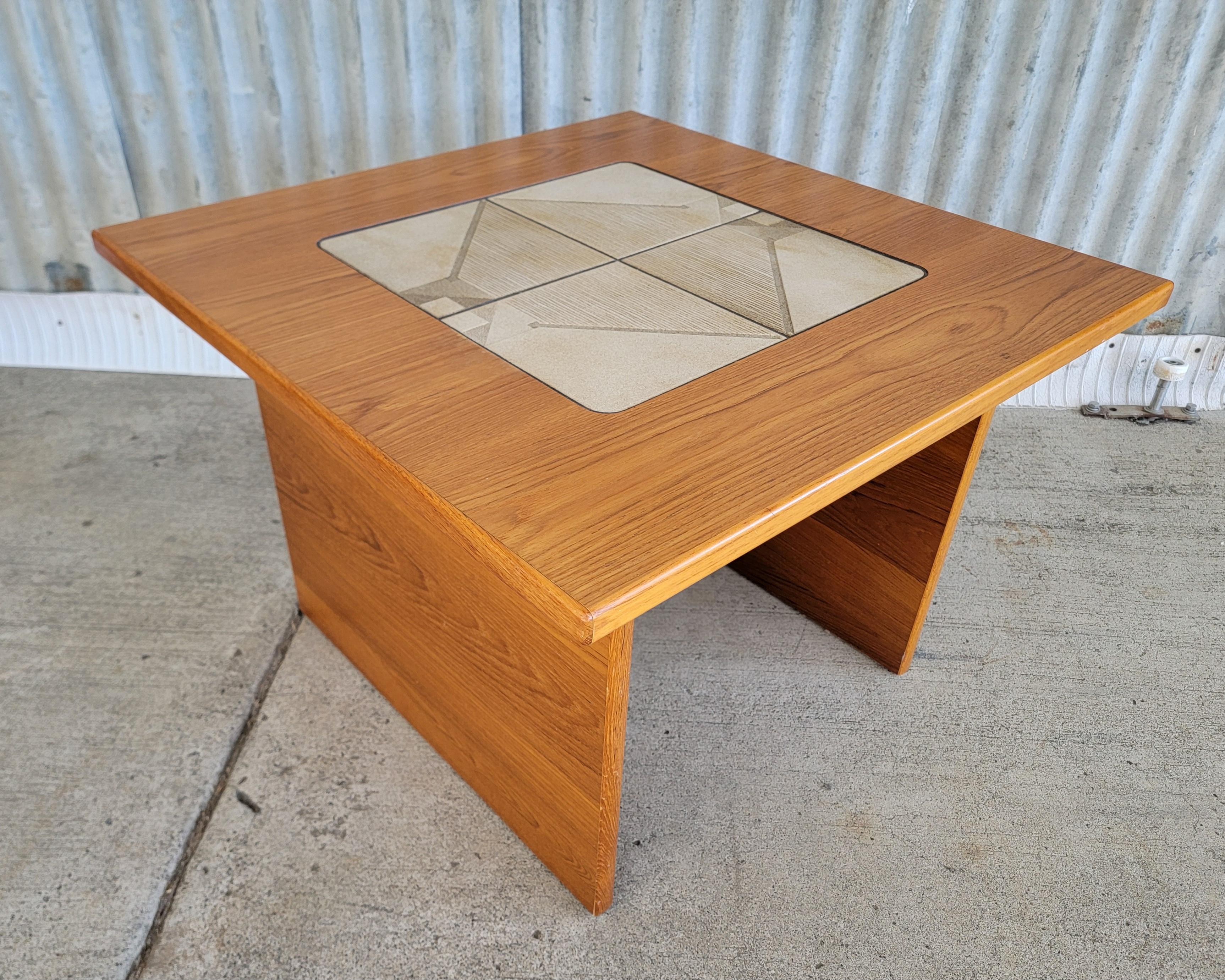 Teak Danish Modern Tile Top End Table In Good Condition In Fulton, CA
