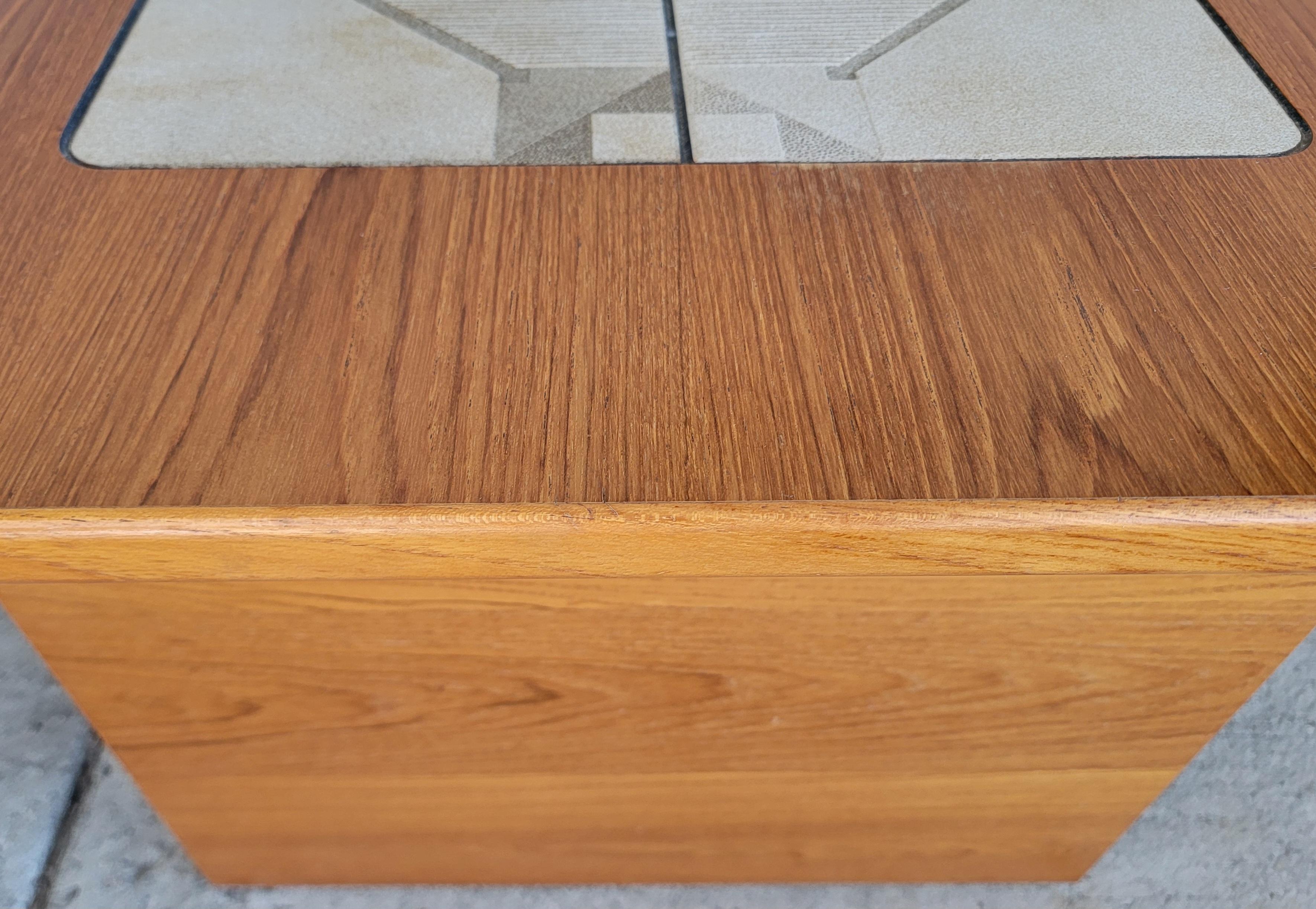 Teak Danish Modern Tile Top End Table 1