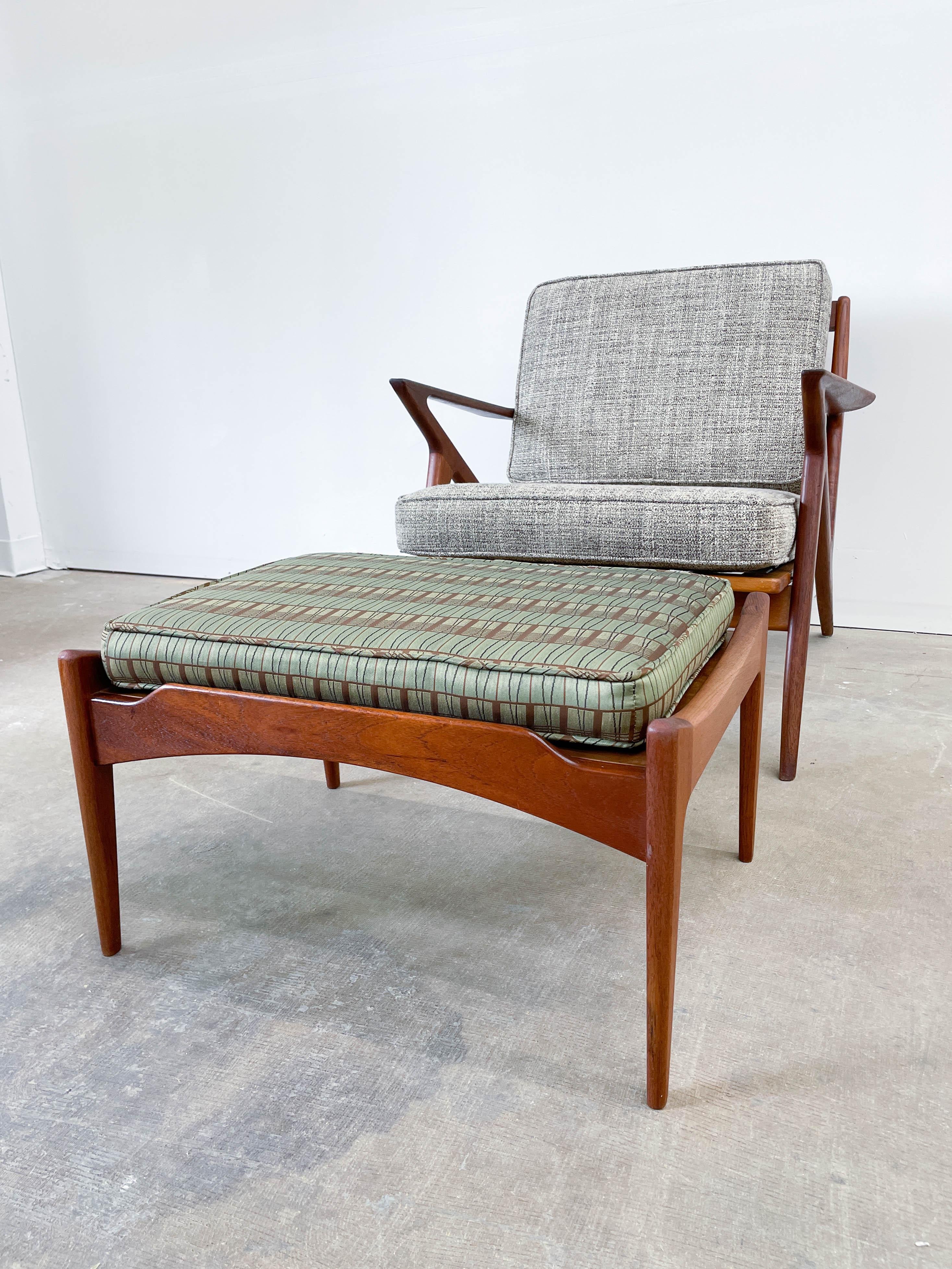 Teak Danish Modern Z Chair and Ottoman by Selig 4