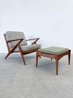 Teak Danish Modern Z Chair and Ottoman by Selig