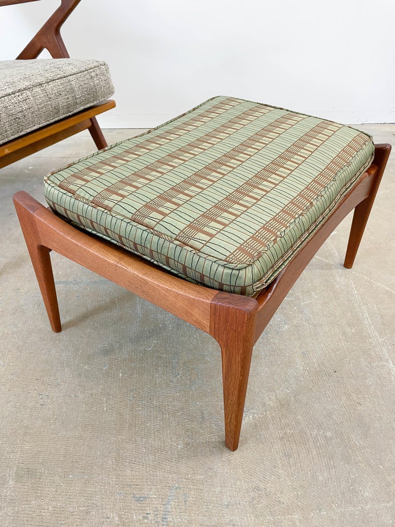 Teak Danish Modern Z Chair and Ottoman by Selig at 1stDibs mid