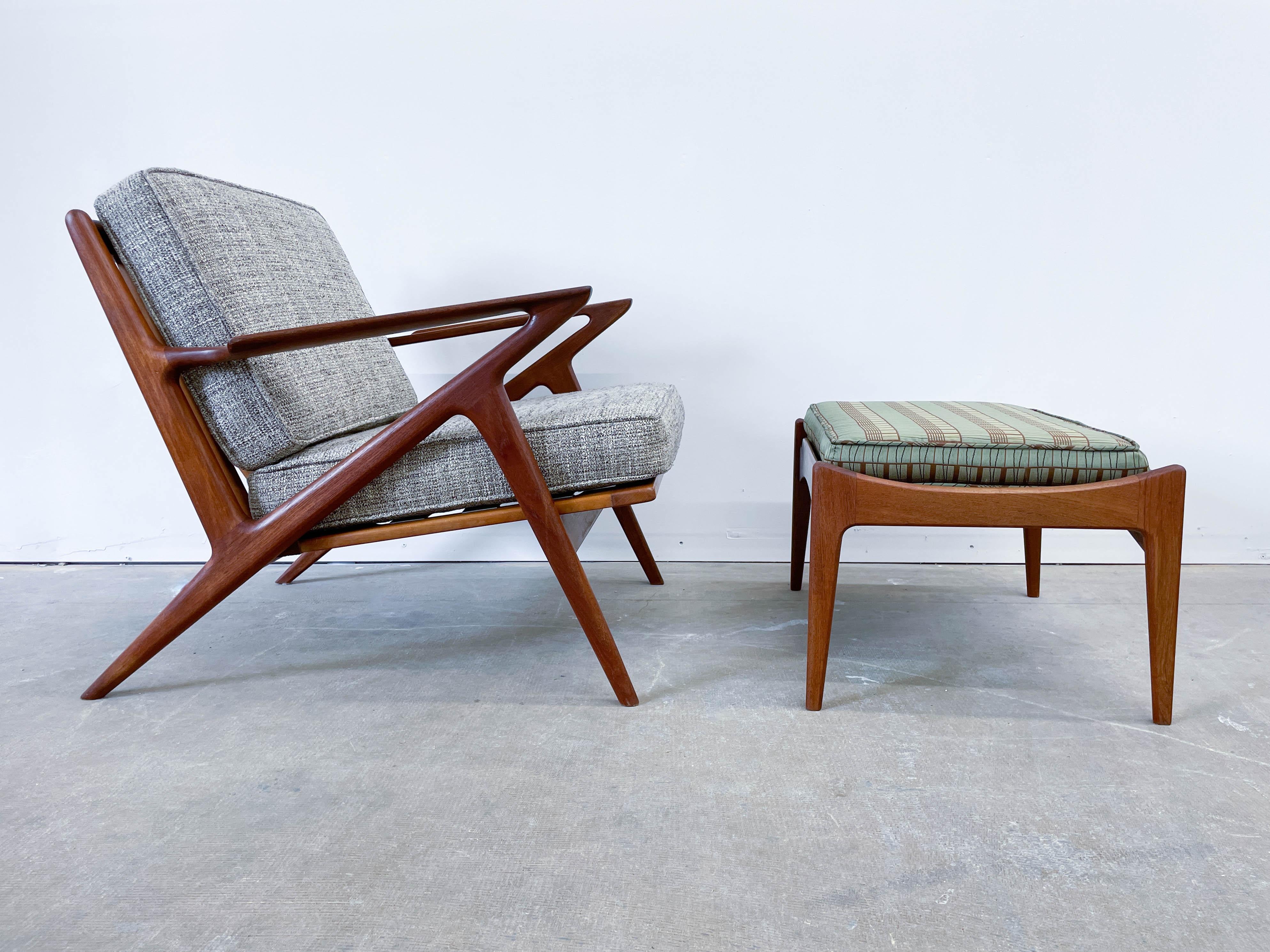 Teak Danish Modern Z Chair and Ottoman by Selig 2
