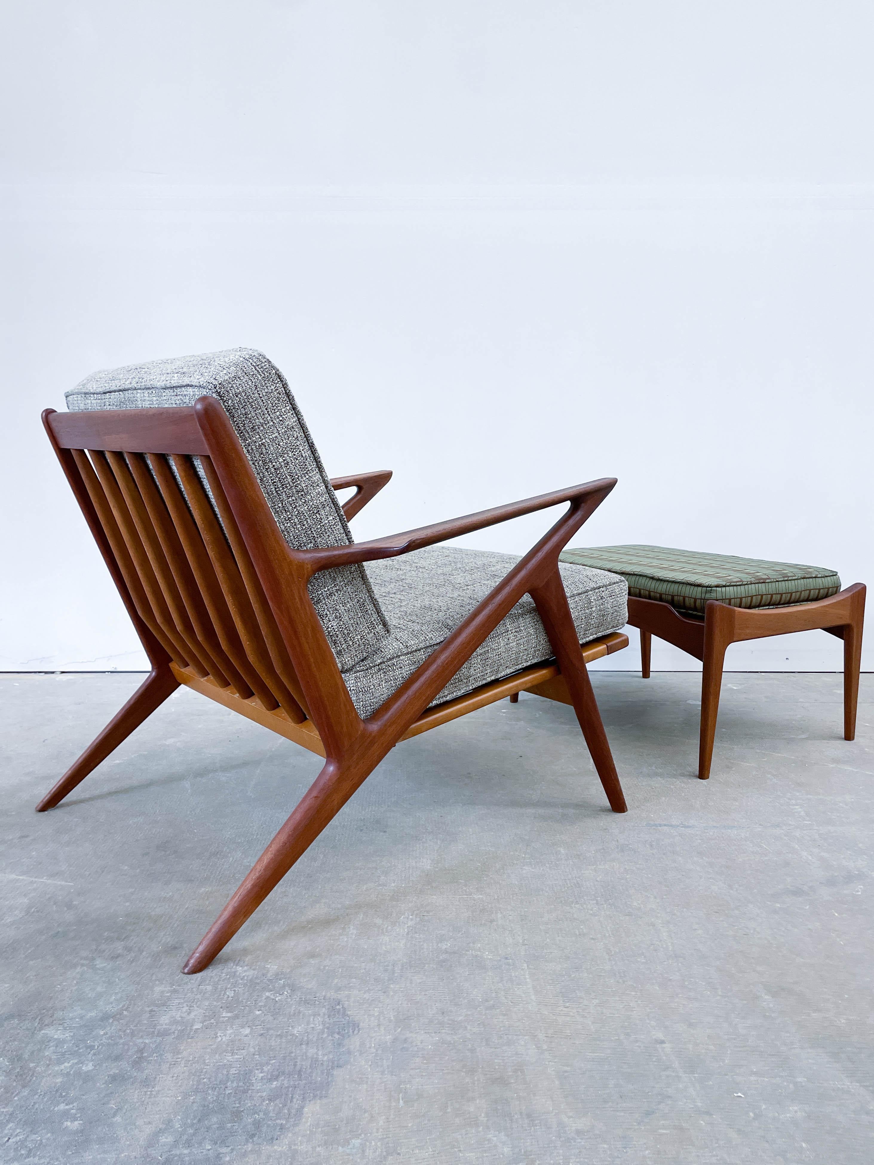 Teak Danish Modern Z Chair and Ottoman by Selig 3