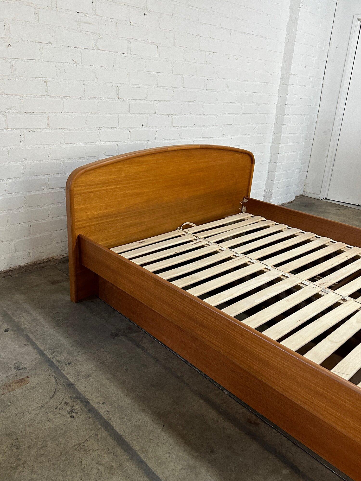 Mid-Century Modern Teak Danish Queen Platform Bed with Storage