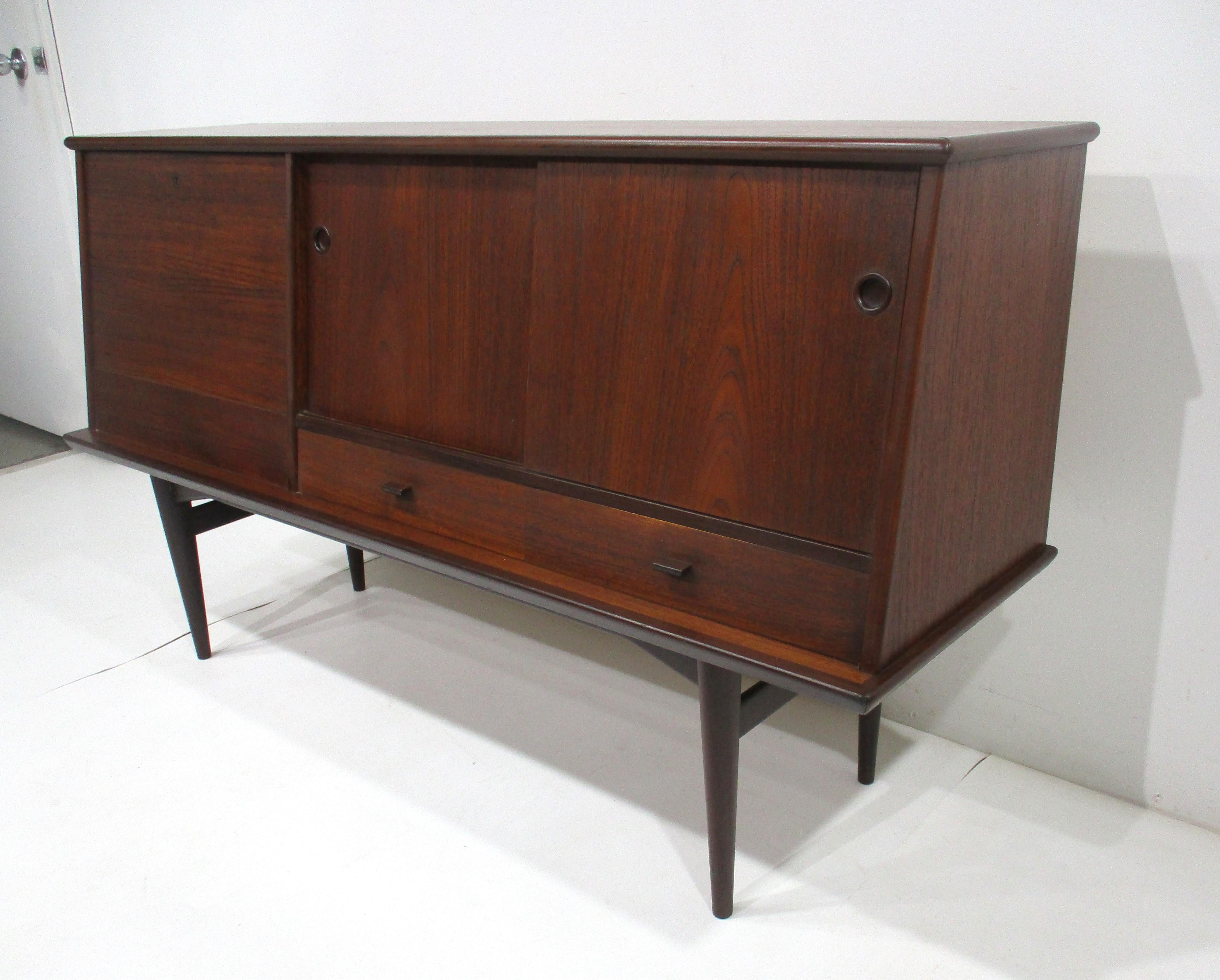 Scandinavian Yngve Ekstrom Danish Styled Teak Credenza Bar Cabinet for Swedese Pastoe