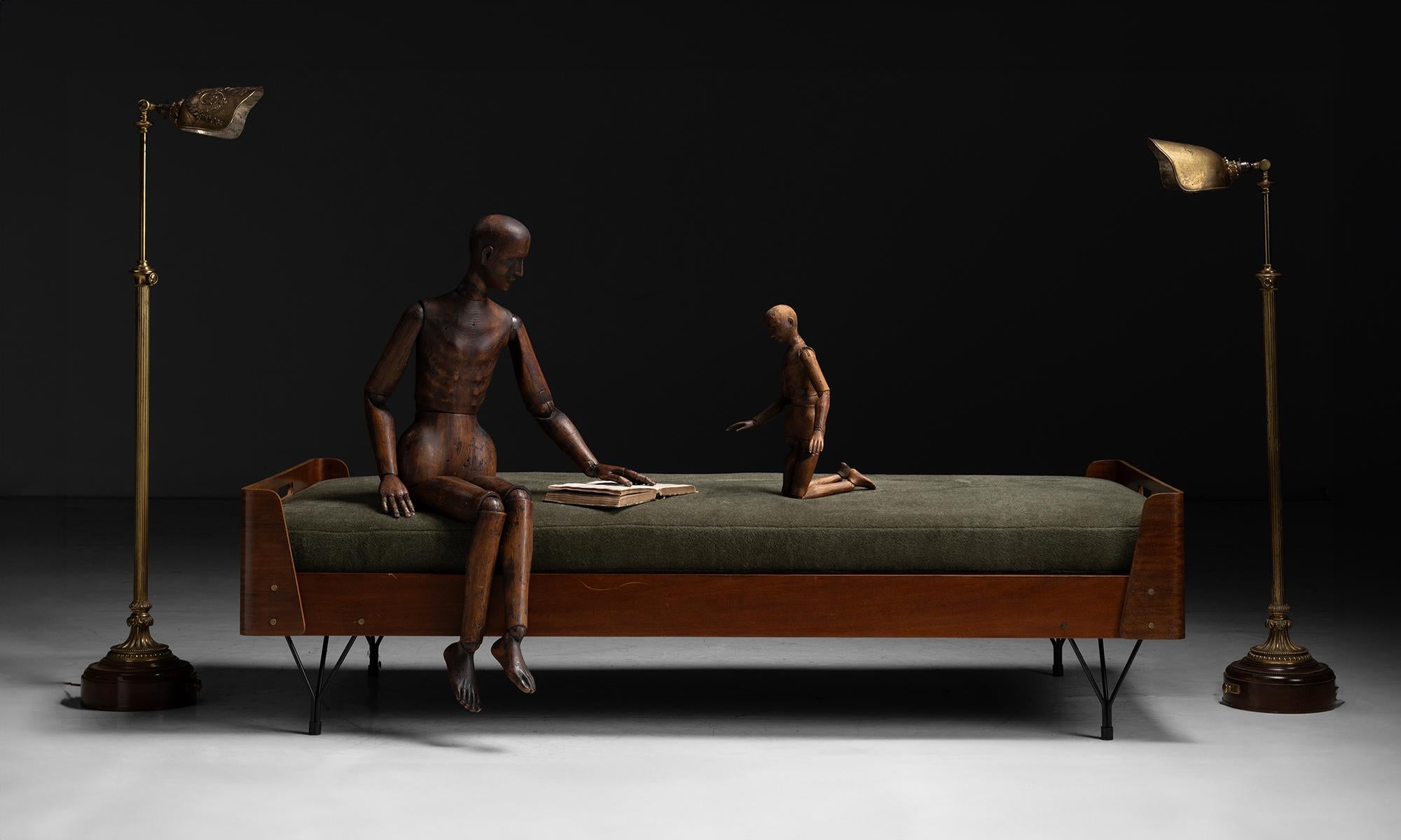 20th Century Teak Daybed by Rima in Rosemary Hallgarten Wool, Italy circa 1952