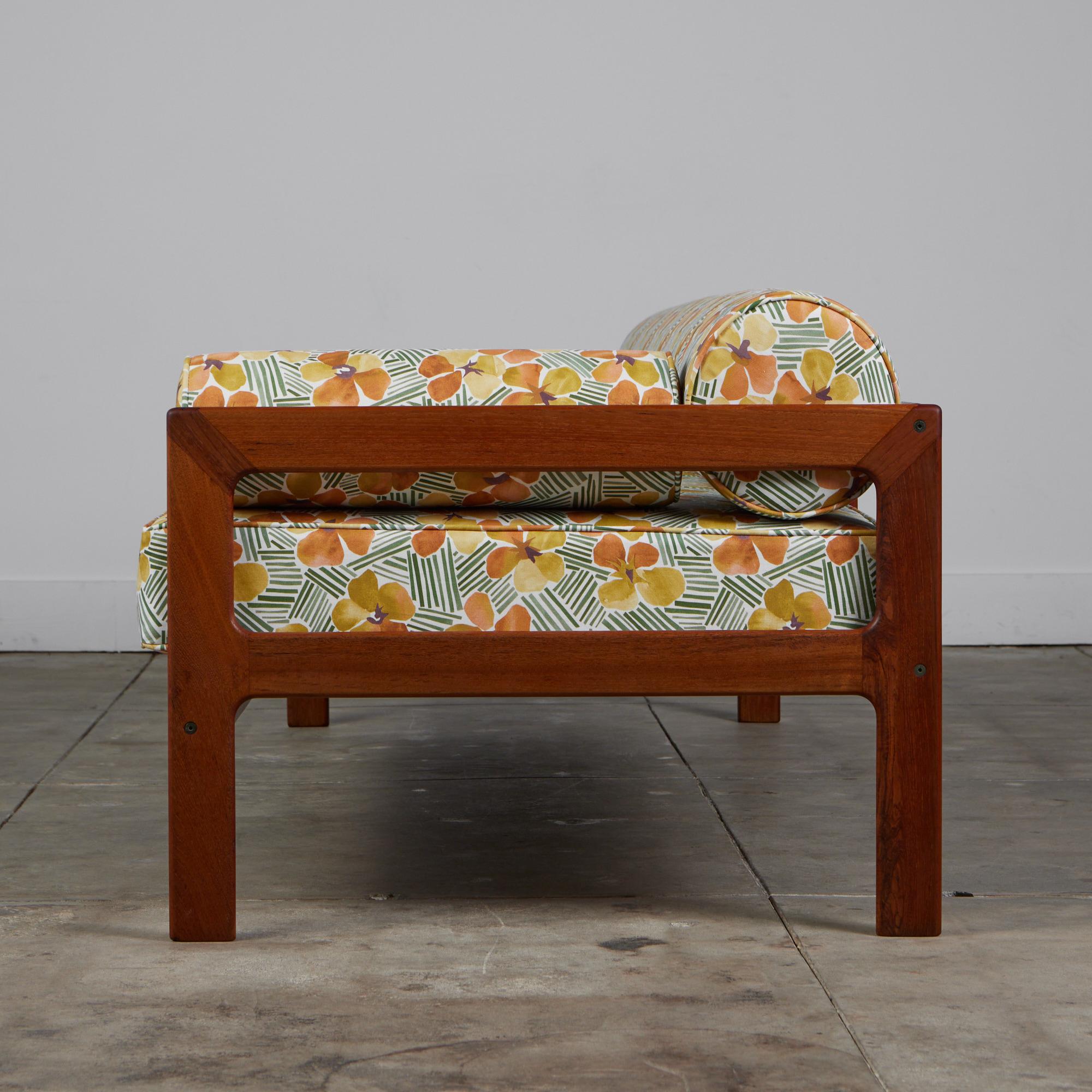 Danish Teak Daybed Featuring Brook Perdigon Textiles in Tropics