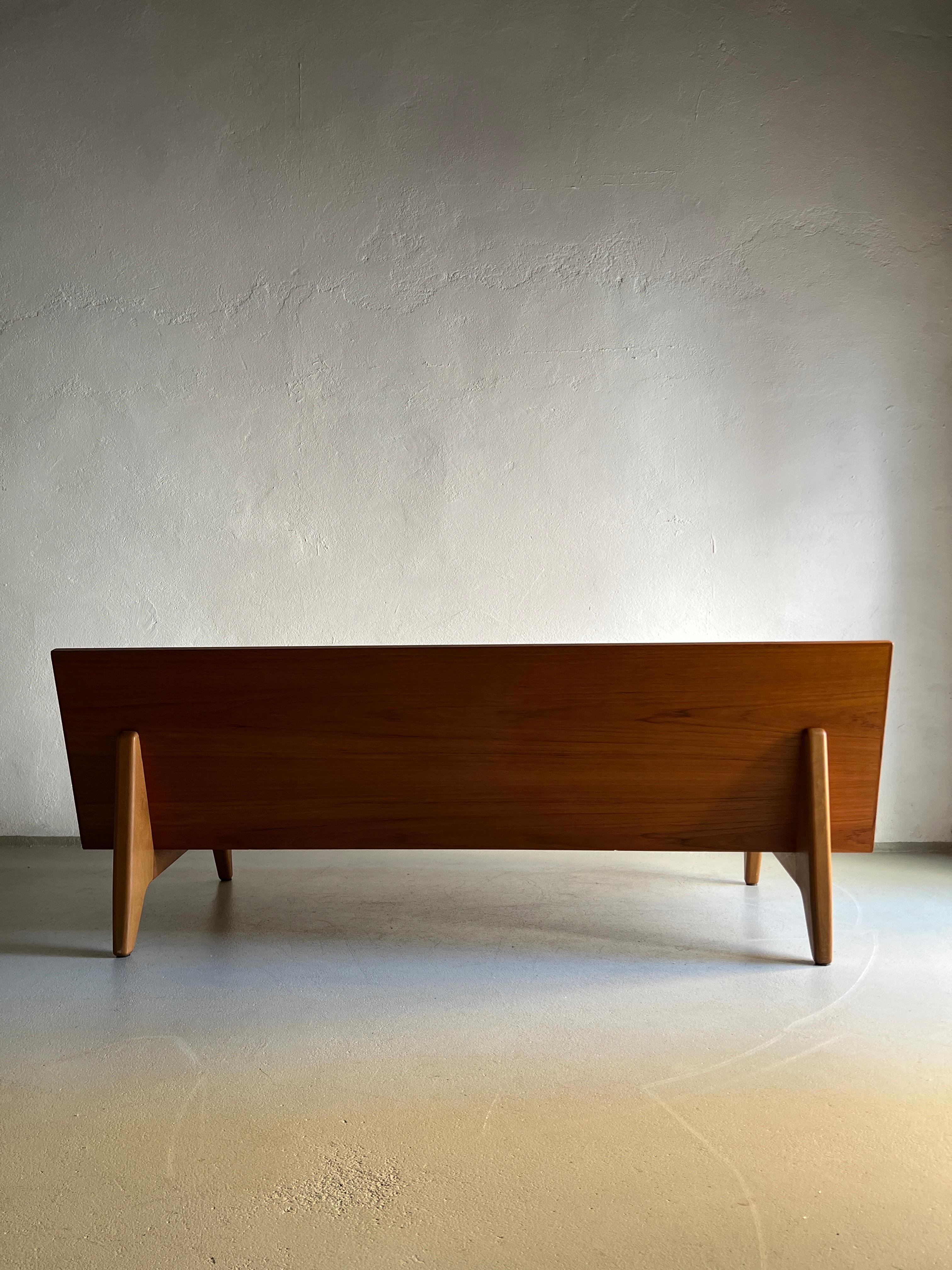Fabric Teak Daybed Sofa by Gustaf Hiort Af Ornäs, Finland 1950s For Sale