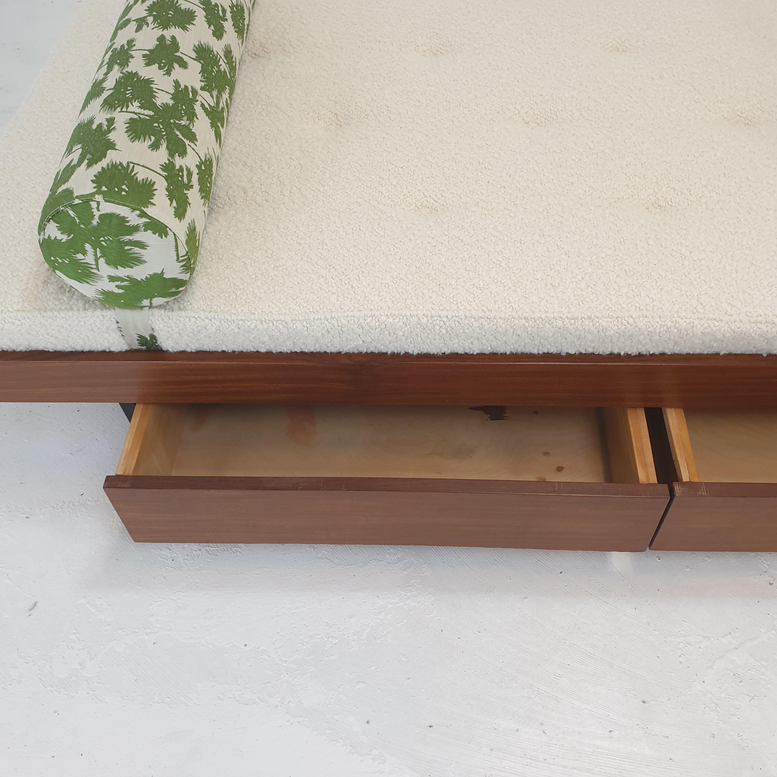 Teak Daybed with Dedar Cushions and Bolster, 1960s For Sale 3