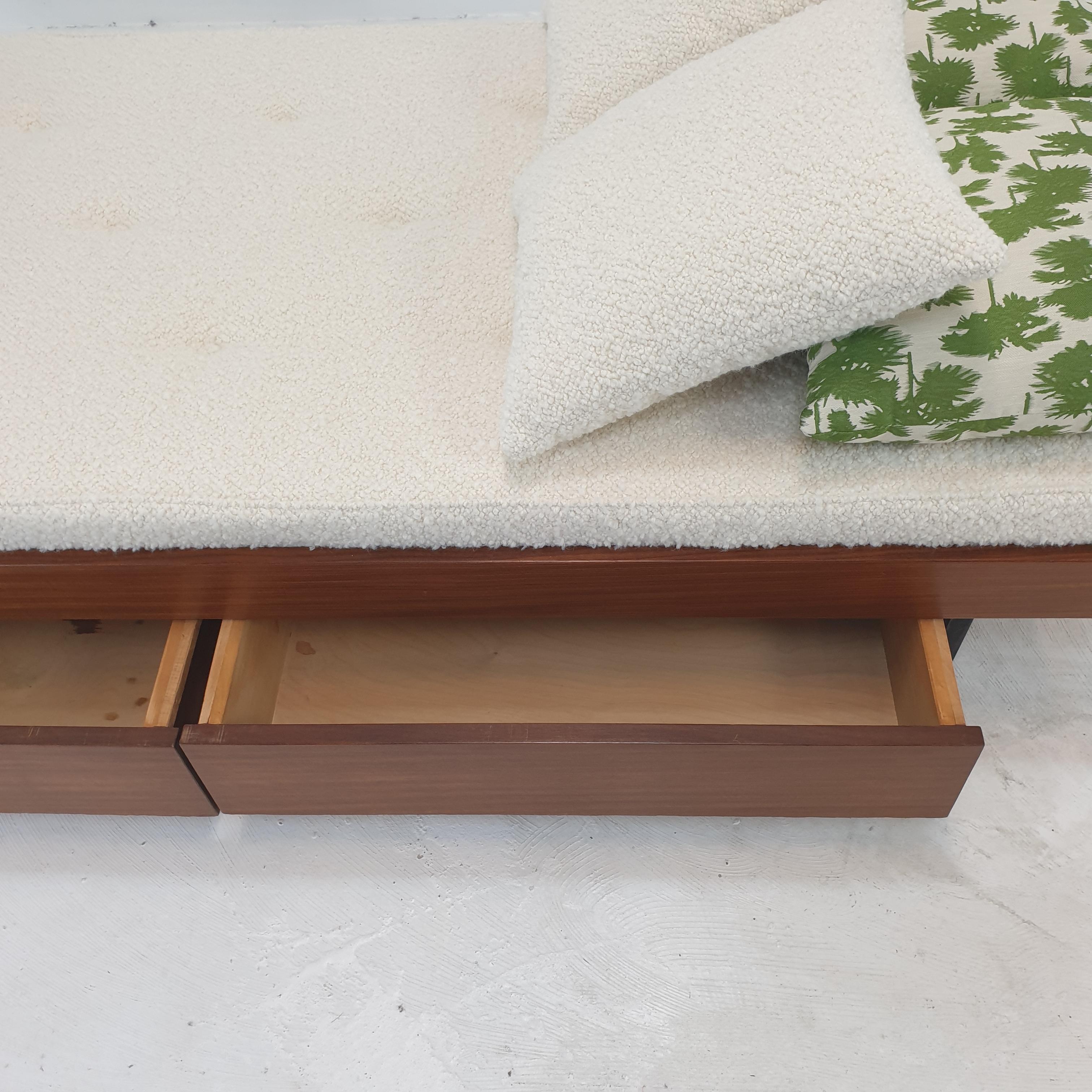 Teak Daybed with Dedar Cushions and Bolster, 1960s For Sale 4
