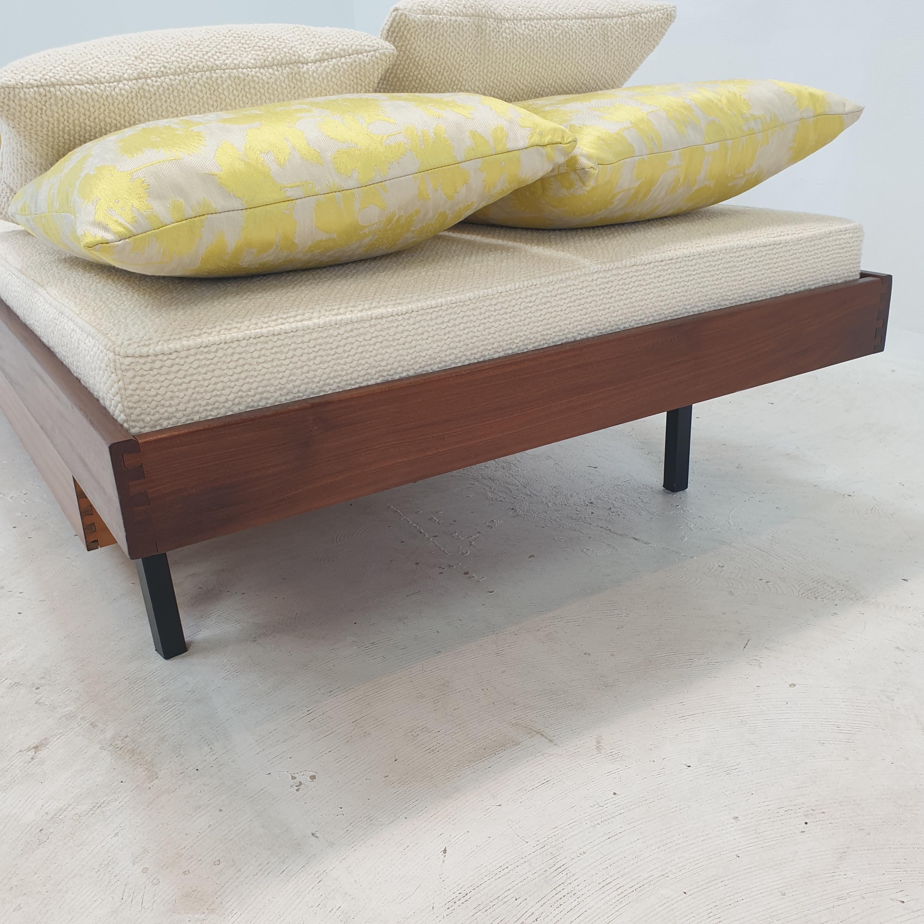 Teak Daybed with Dedar Cushions and Bolster, 1960s For Sale 9