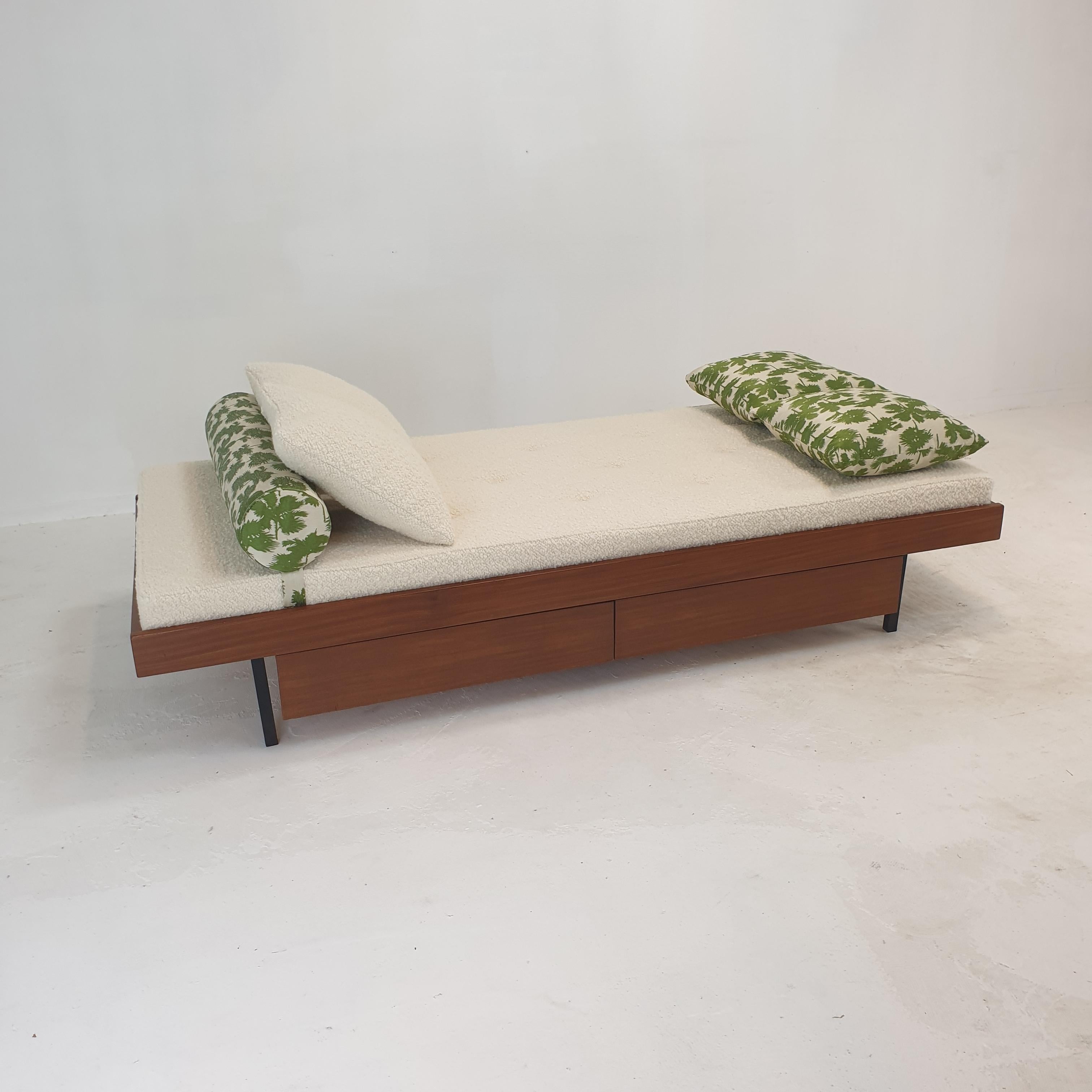 Dutch Teak Daybed with Dedar Cushions and Bolster, 1960s For Sale