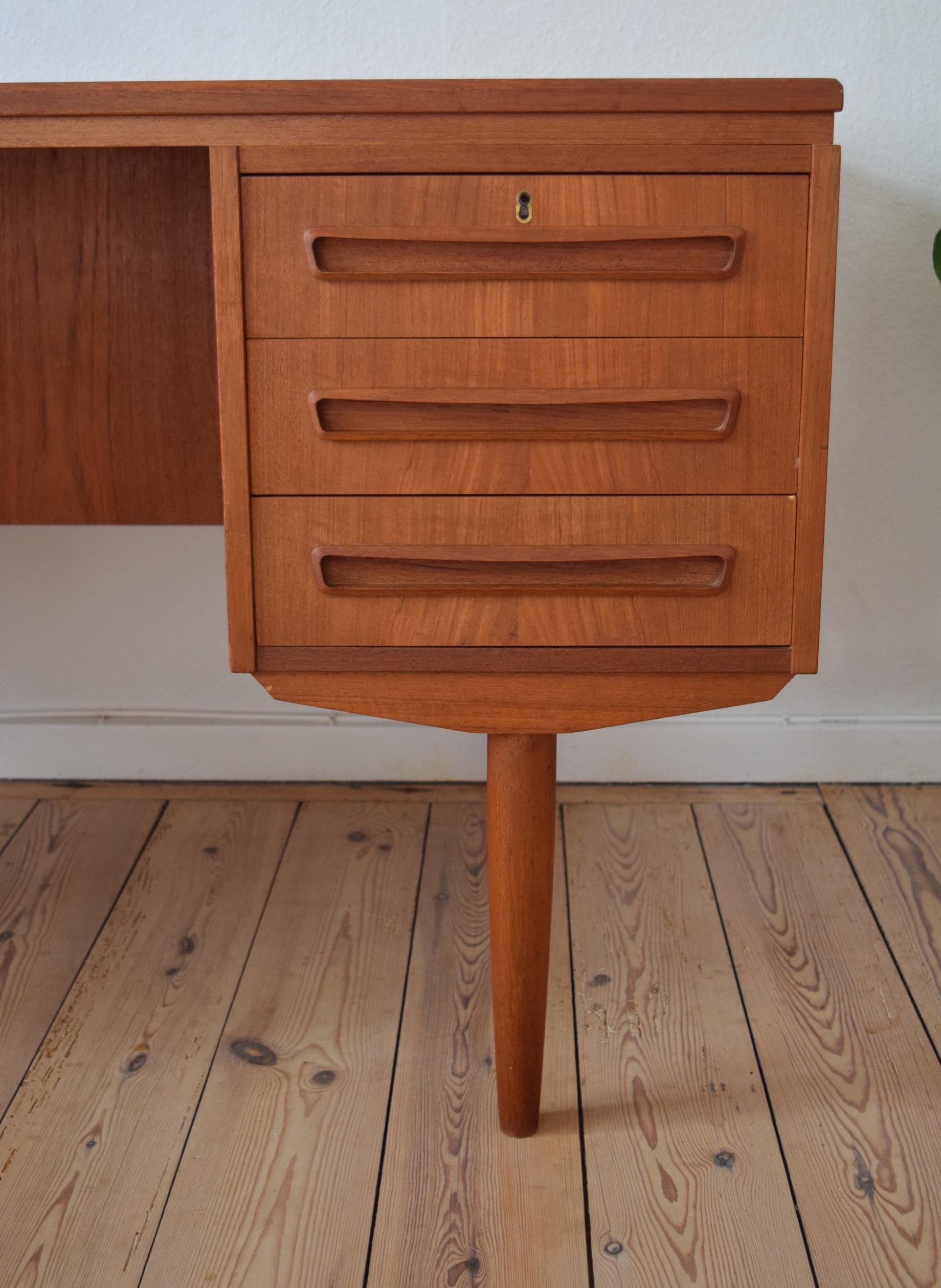 Mid-Century Modern Teak Desk by J. Svenstrup for A.P. Møbler, 1960s