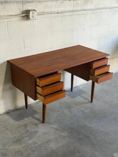 Teak Desk Double Pedestal Writing Table Danish Mid-Century Modern 1960s