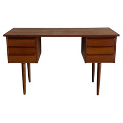 Teak Desk Double Pedestal Writing Table Danish Mid-Century Modern 1960s
