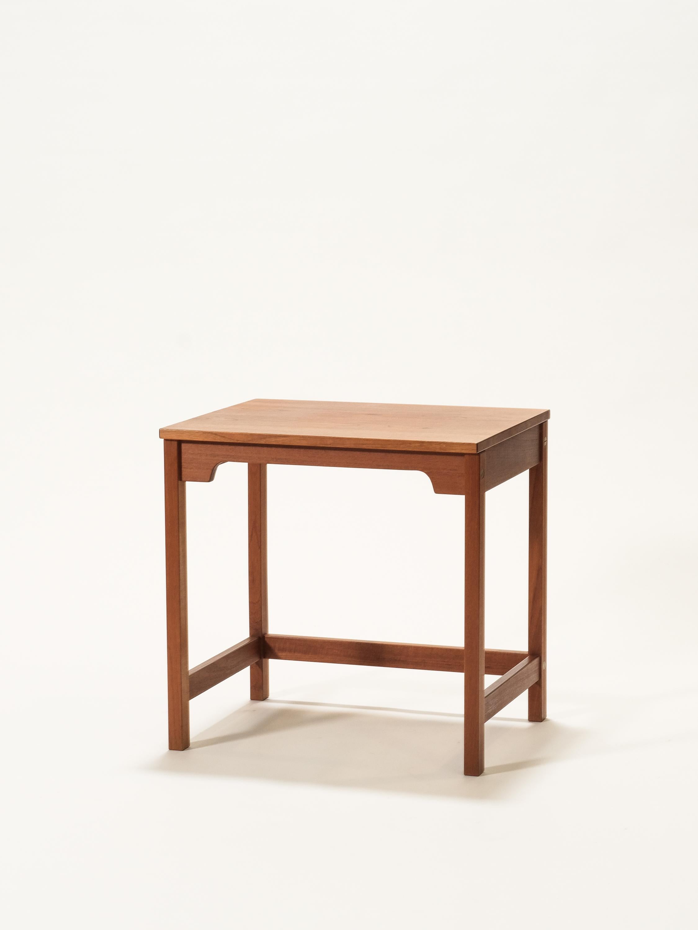 A rare teak desk or occassional side table ”Øresund” by Børge Mogensen for Karl Andersson & Söner in Sweden, 1960s.

Original makers label to the underside of the top. The teak wood is in great vintage condition.