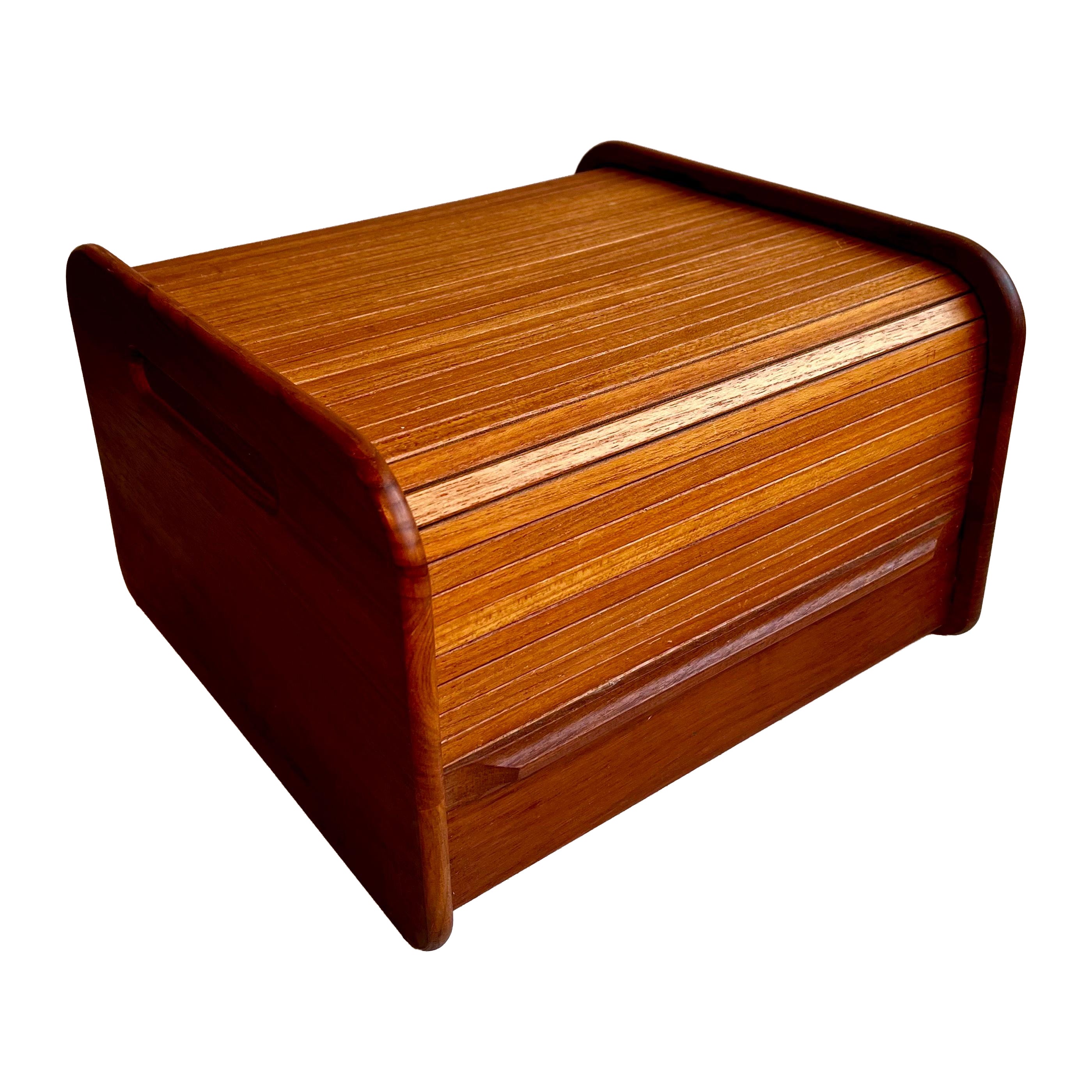 Teak Desk Top Tambourine Door Storage Box