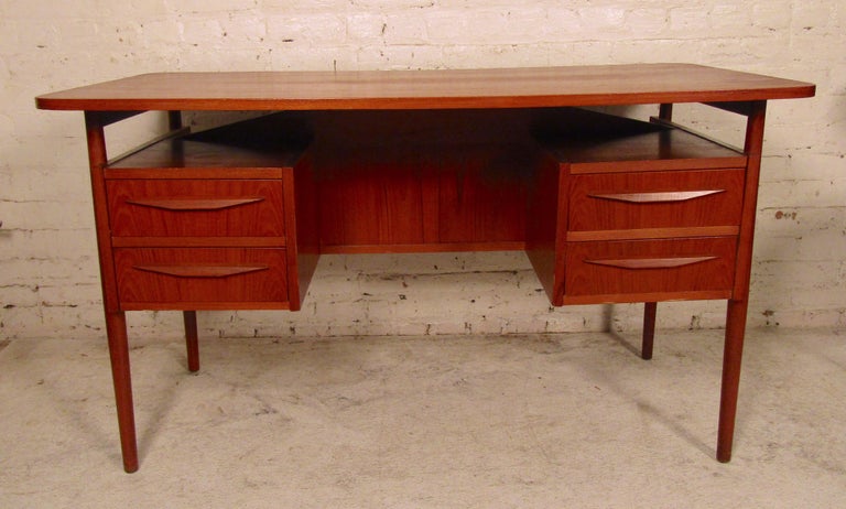 Teak Desk With Finished Back For Sale At 1stdibs