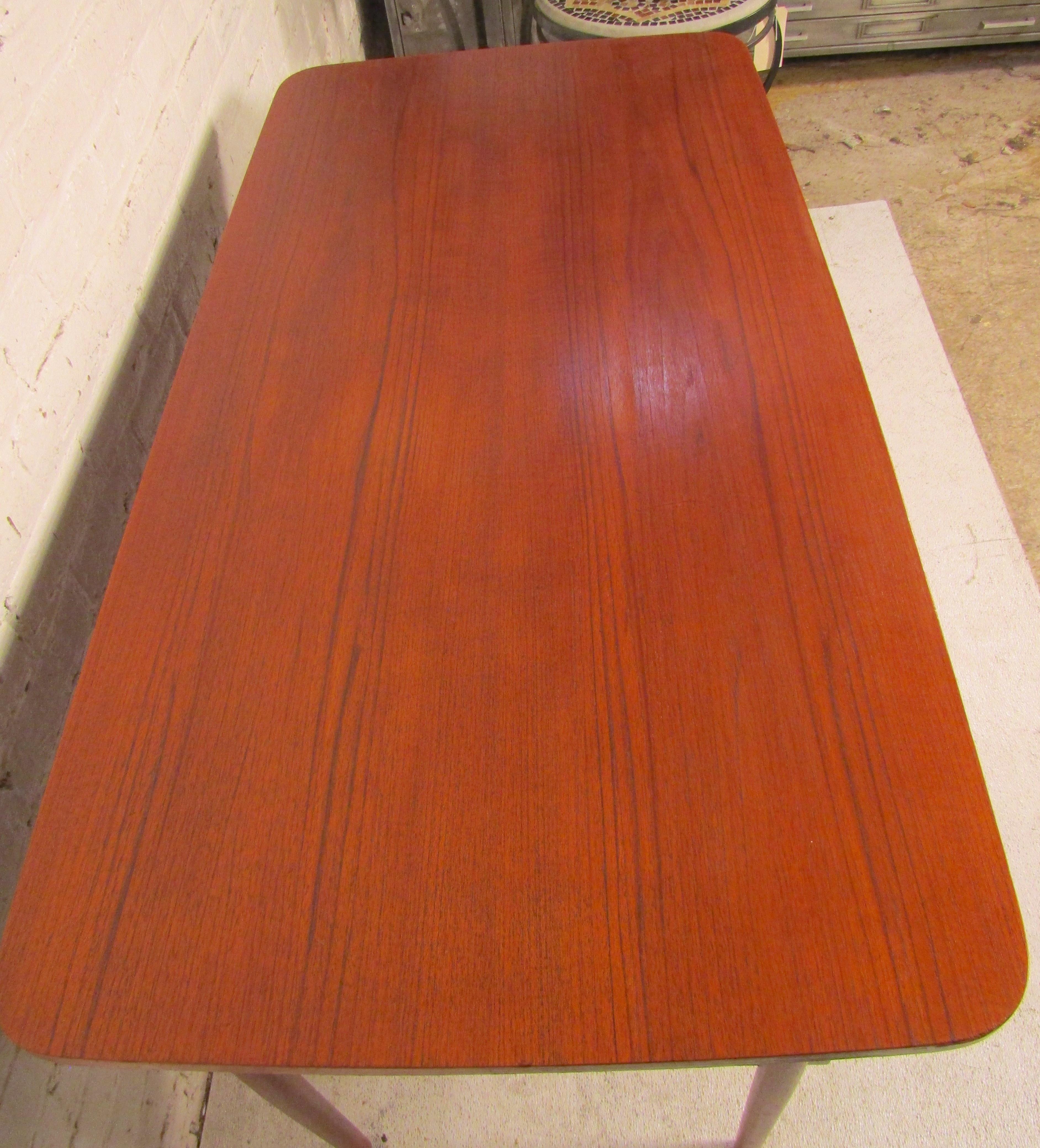 Teak Desk with Finished Back In Good Condition In Brooklyn, NY