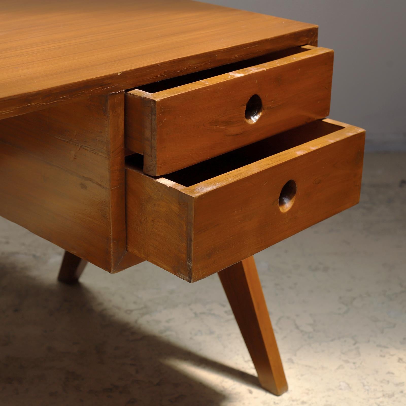 Mid-Century Modern Teak Desk with Drawers by Pierre Jeanneret