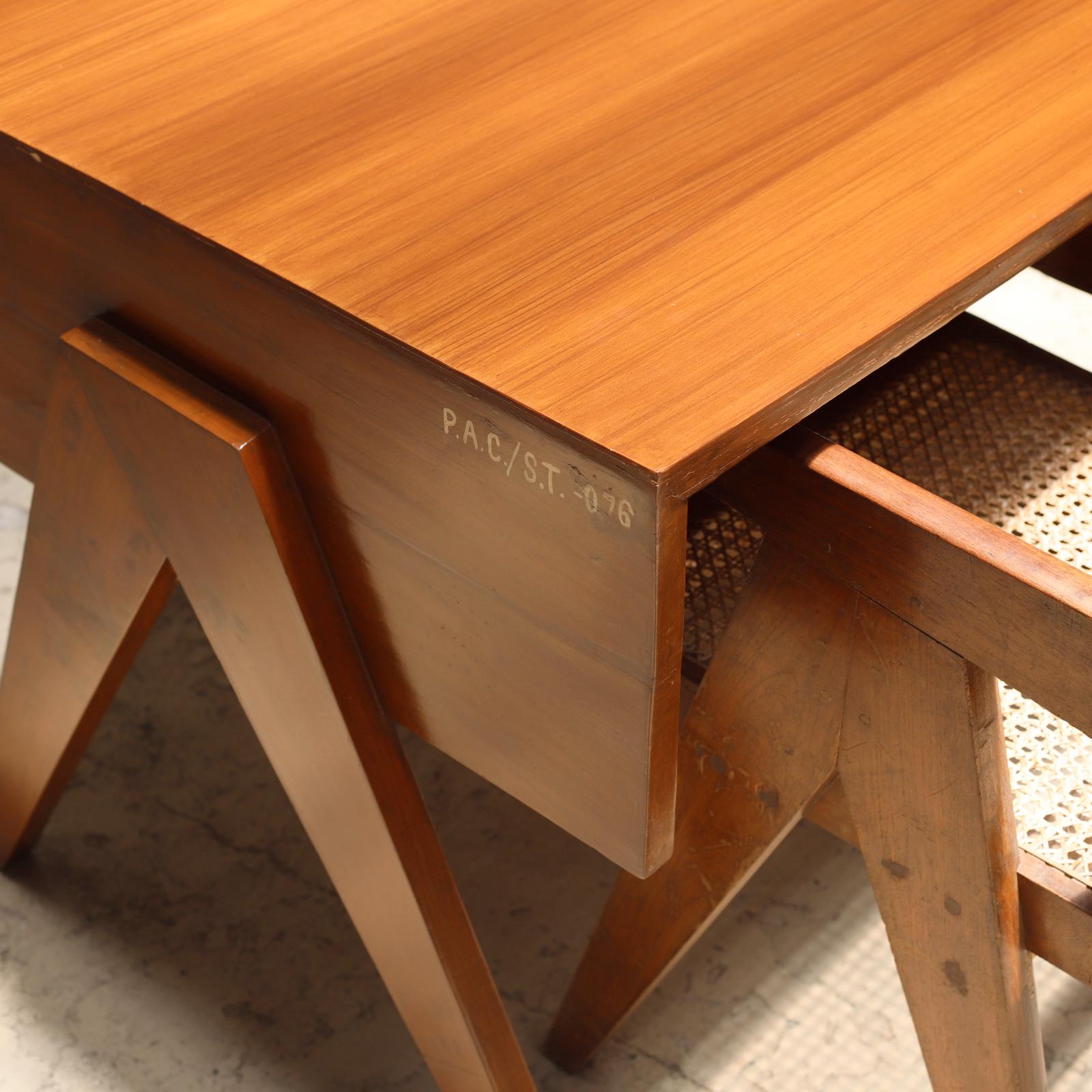 Mid-20th Century Teak Desk with Drawers by Pierre Jeanneret