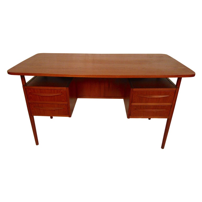 Teak Desk with Finished Back at 1stDibs