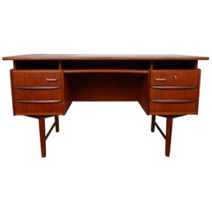 Retro Teak Desk with Floating Top, Denmark, 1960s