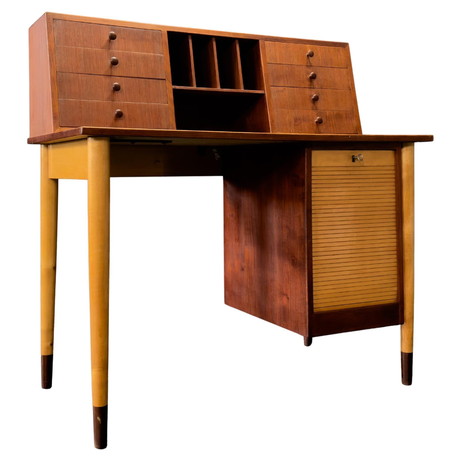 Teak Desk with Tambour Unit