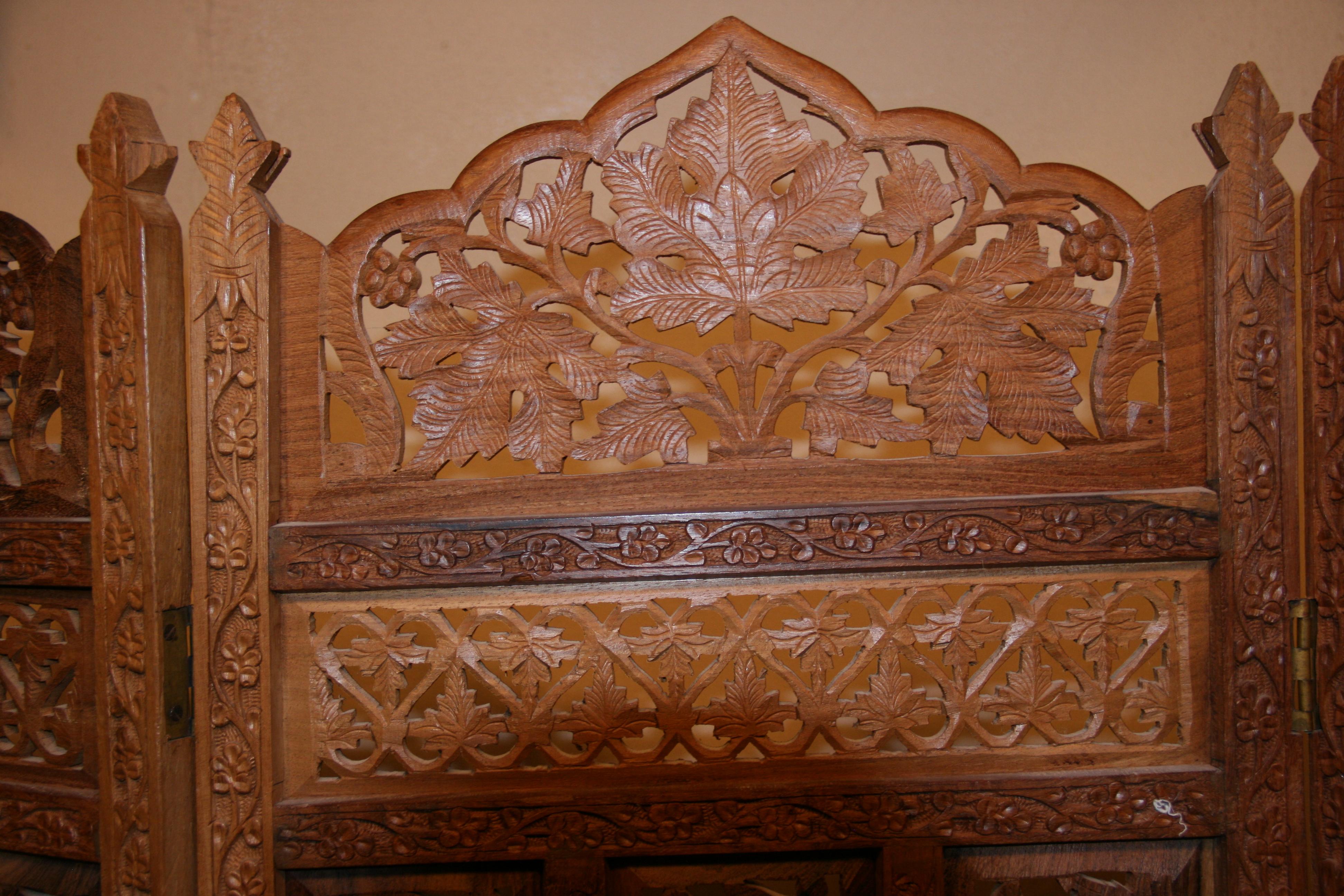 antique carved wood room divider