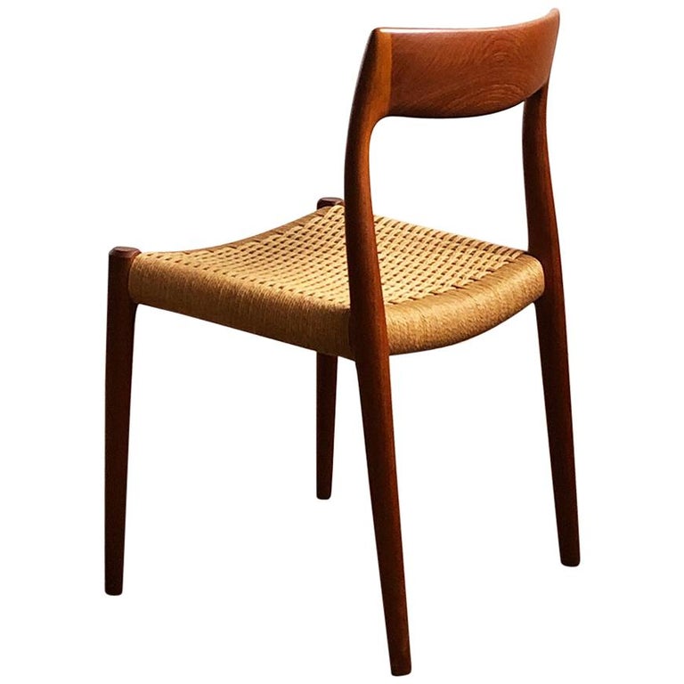 Teak Dining Chair, Model 77 by Niels O. Møller with Papercord Seat at