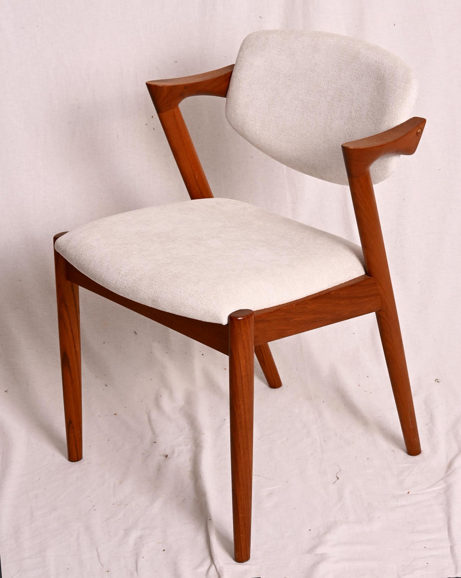 Sillas de comedor de teca de Kai Kristiansen Modelo 42 Escandinavo moderno en venta