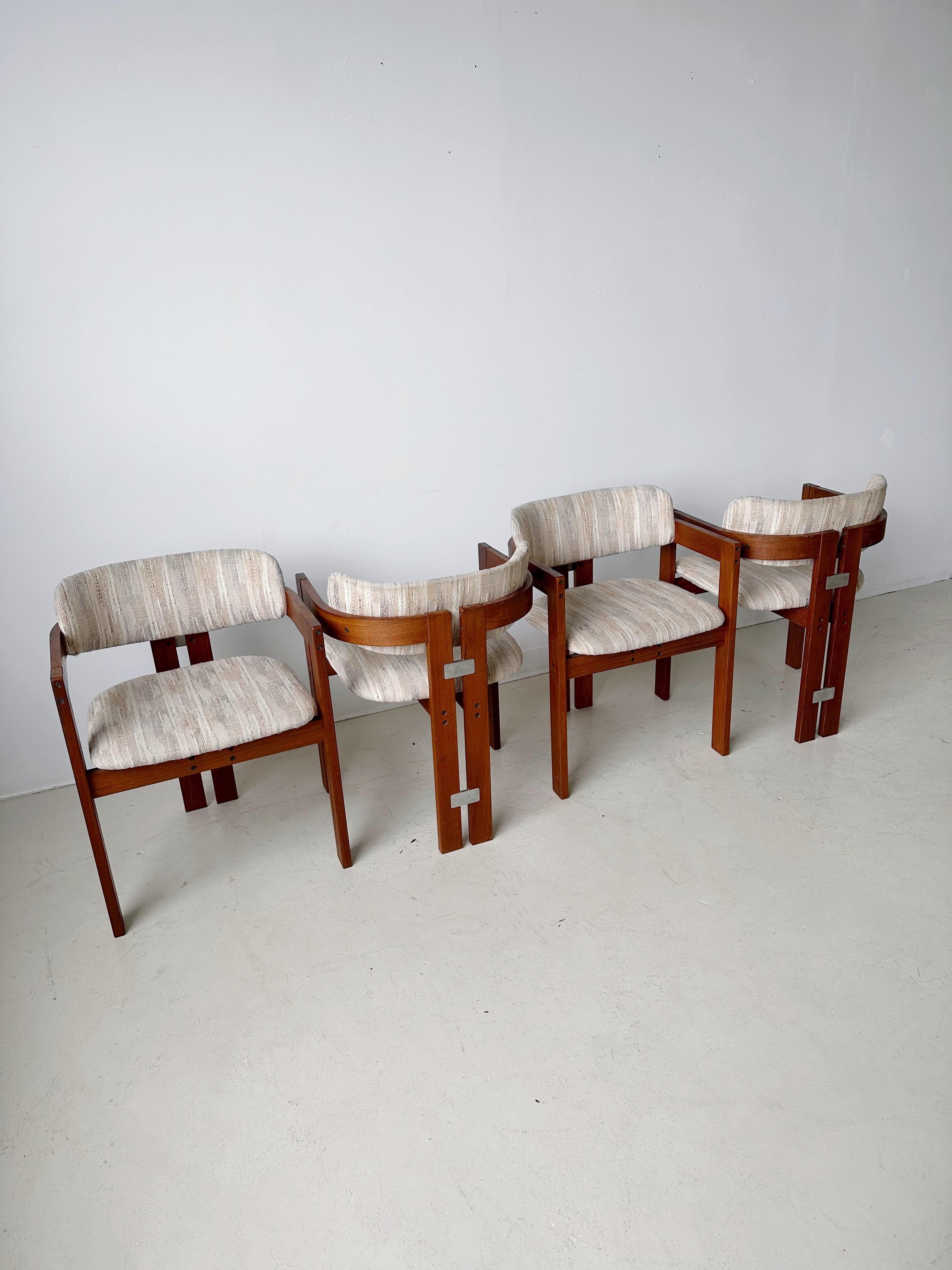 Chenille Teak Dining Chairs in the style of Augusto Savini Pamplona, 60's 