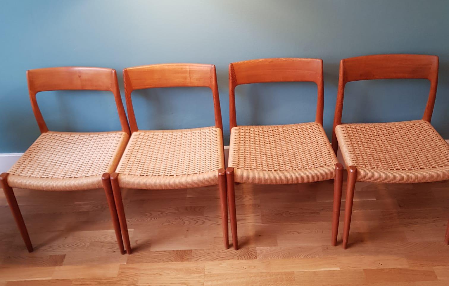 Danish Teak Dining Chairs No. 75 from N.O. Møller for J.L. Møller, 1960 Set of 4